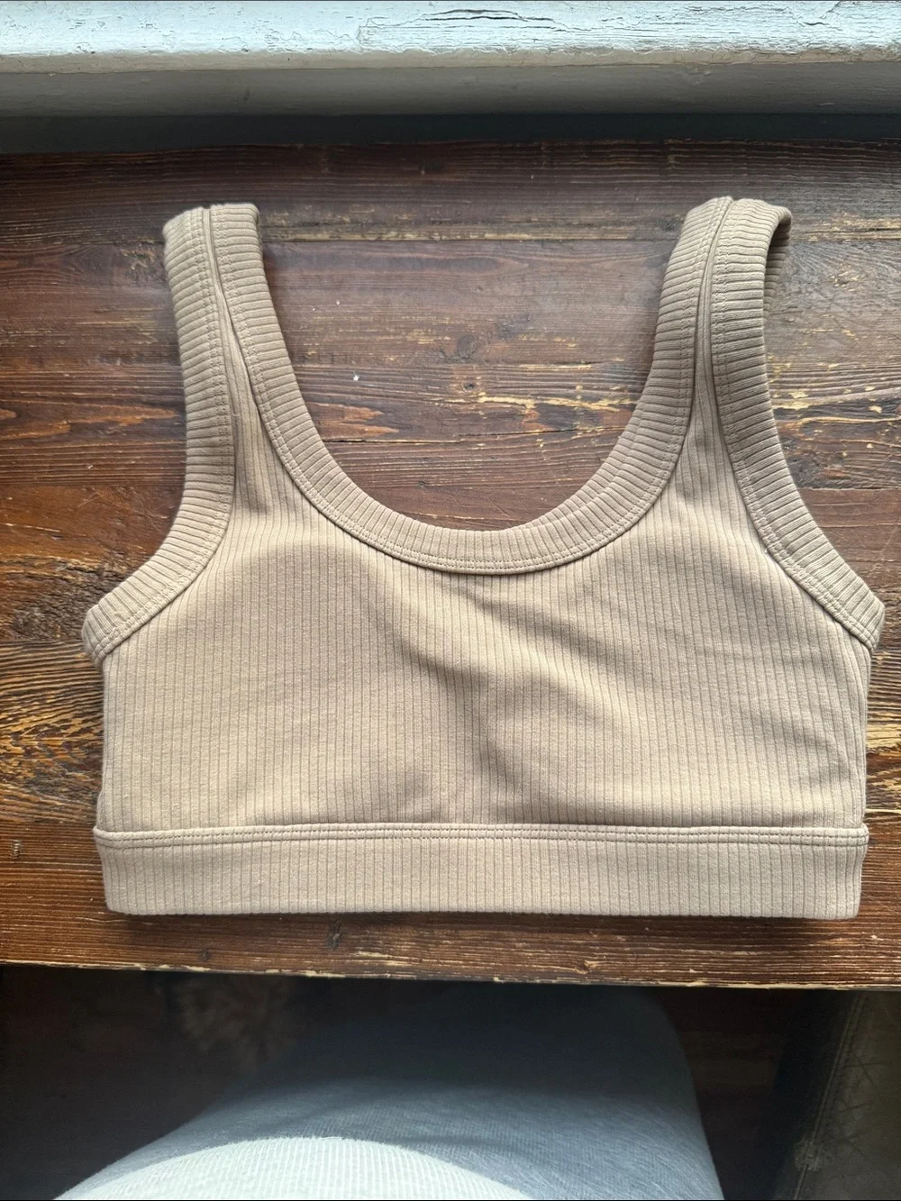 ALO Yoga Ribbed Crop Tank in Tan